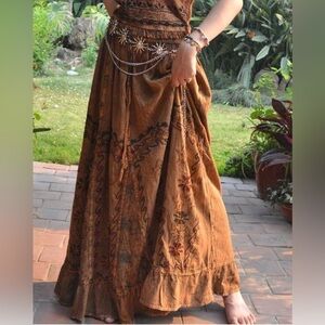 Bohemian Brown Maxi Skirt